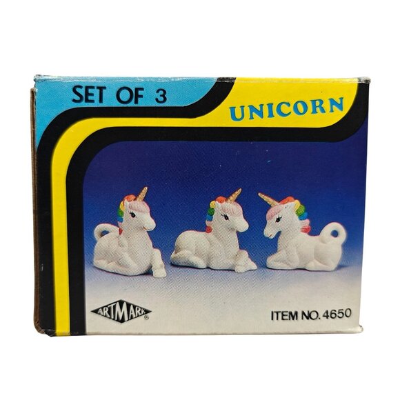 Vintage Fine Porcelain Bisque Unicorn Figurines Set of 3 Artmark - Picture 1 of 6